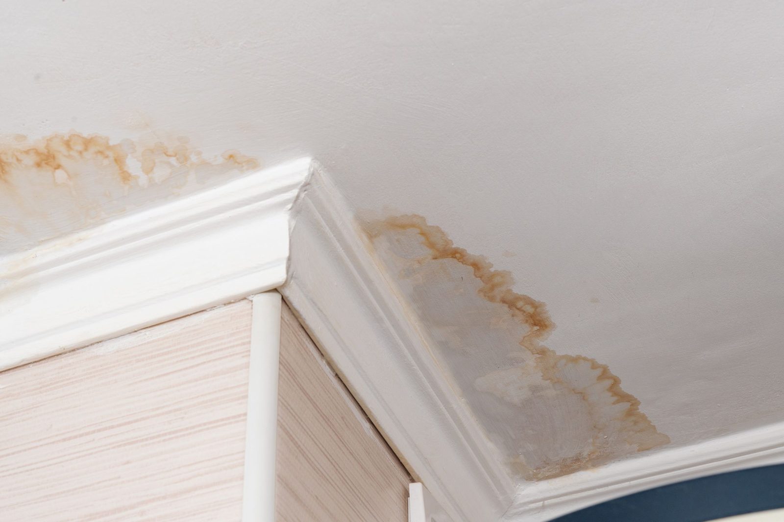 Ceiling water damage in a residential property